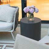 Elementi Rome Round Patio Side Table Set of 2, Slate Black - 17.7 x 17.7 Inches