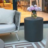 Elementi Rome Round Patio Side Table Set of 2, Slate Black - 17.7 x 17.7 Inches