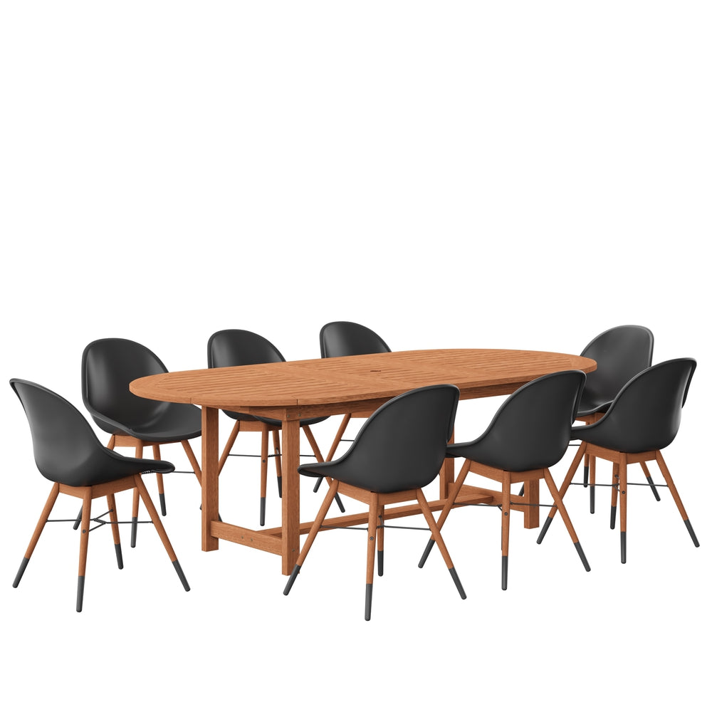 Amazonia 9 Piece Eucalyptus Patio Dining Set 