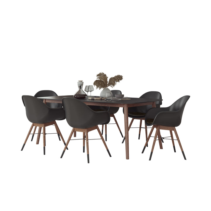 Midtown Concept 7 Piece Indoor Kitchen Dining Set - Black Table and Cushion Chairs