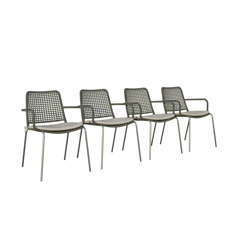 Chambak 9 Piece Indoor Outdoor Kitchen Dining Set - Black Table Rope chairs