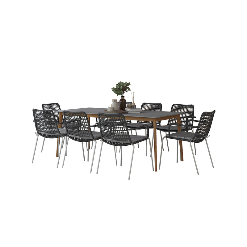 Midtown Concept 9 Piece Indoor Outdoor Kitchen Dining Table Set