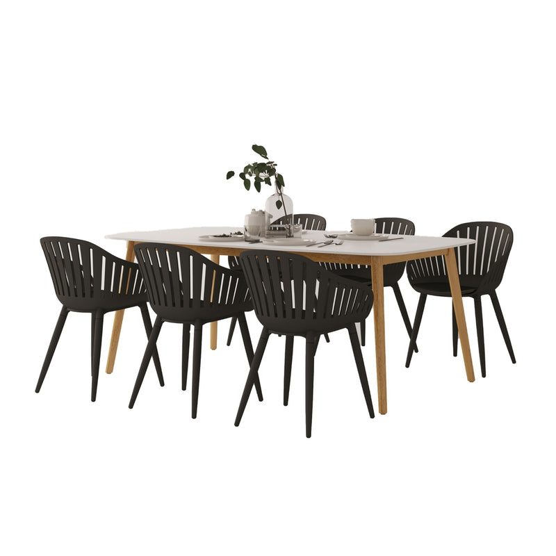 Midtown Concept Plage 7-Piece Dining Table Set - White and Black
