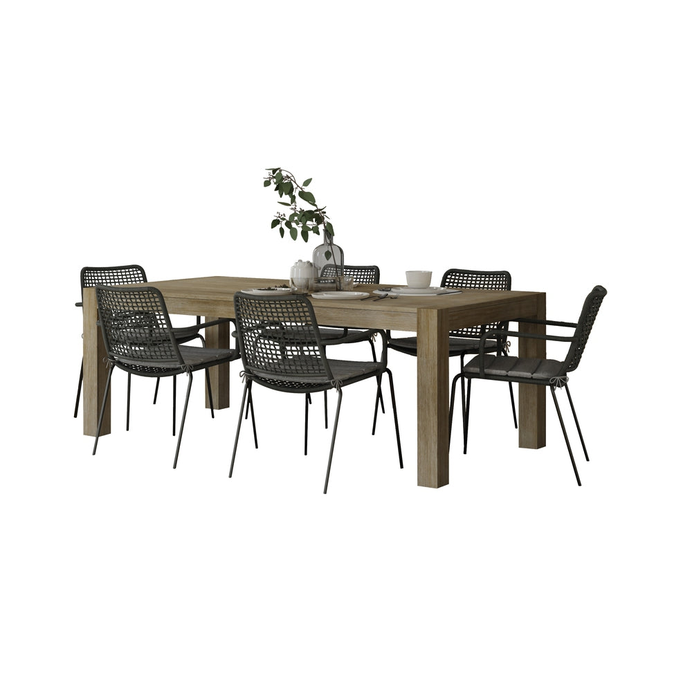 Midtown Concept Clare 7-Piece Dining Table Set - Sand and Dark Grey