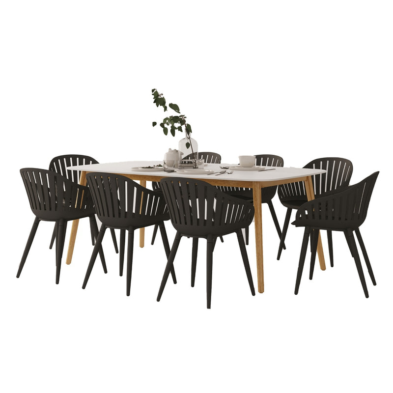 Midtown Concept Plage 9-Piece Dining Table Set - White and Black