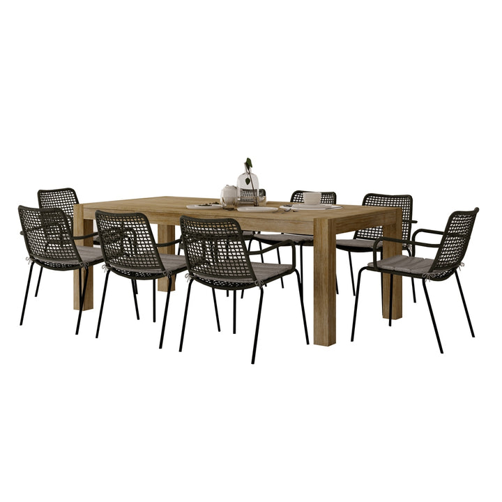 Midtown Concept Clare 9-Piece Dining Table Set - Sand and Dark Grey