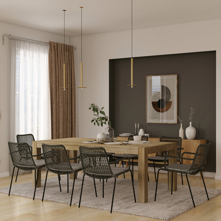 Midtown Concept Clare 9-Piece Dining Table Set - Sand and Dark Grey