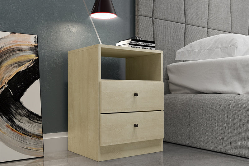 Midtown Concept 2-Drawer Nightstand with Open Shelf MDF Wood - Sand