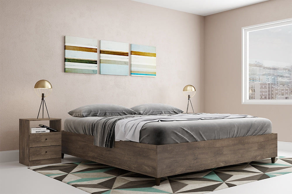 Midtown Concept King Bed Frame MDF Wood - Brown