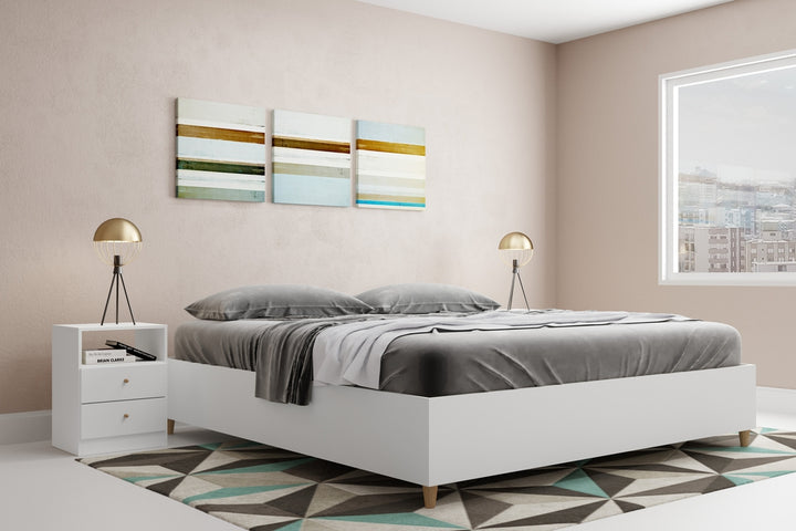 Midtown Concept King Bed Frame MDF Wood - White