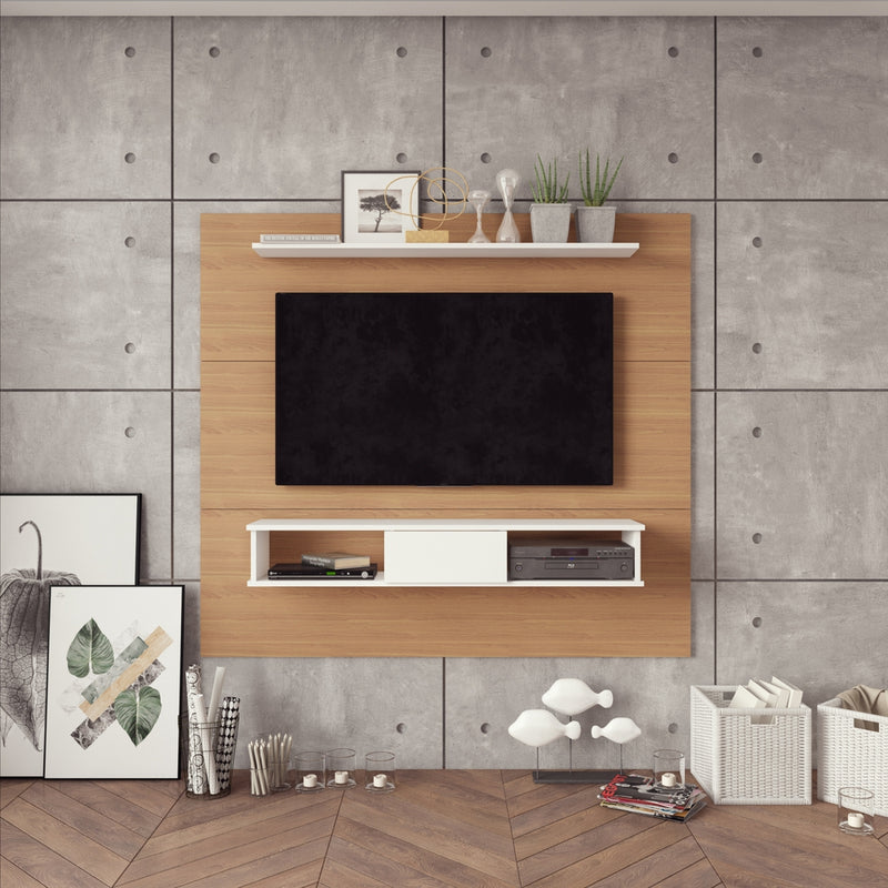 Midtown Concept Wall Mounted TV Shelf Board for 70-in TV - Light Brown