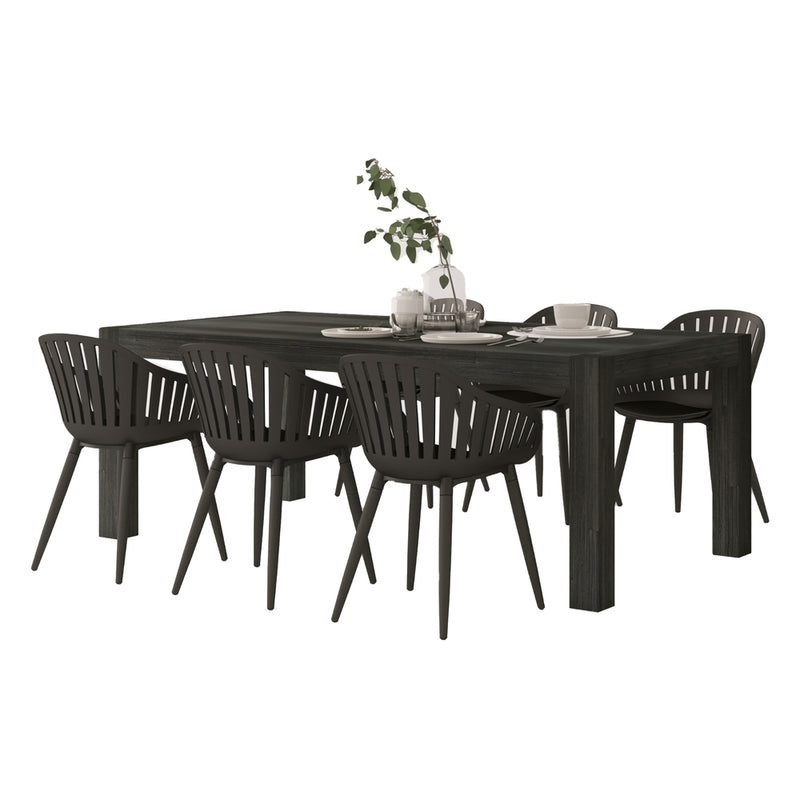 Midtown Concept Weathered 7-Piece Dining Table Set - Dark Grey and Black