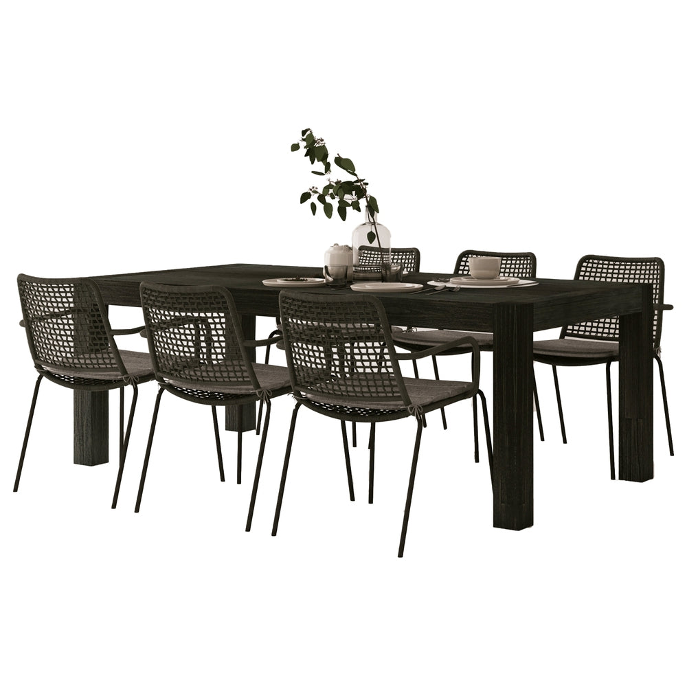 Midtown Concept Weathered 7-Piece Dining Table Set - Dark Grey