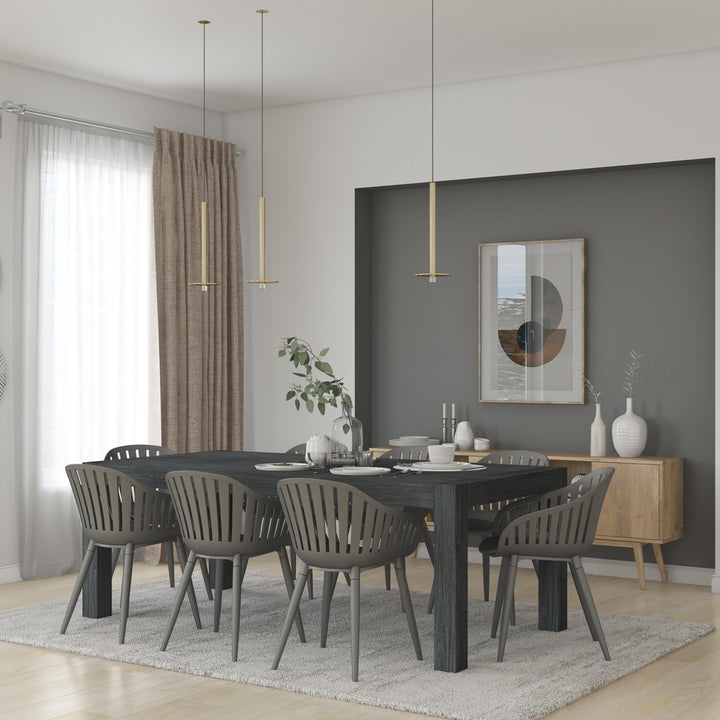 Midtown Concept Weathered 9-Piece Dining Table Set - Dark Grey and Black