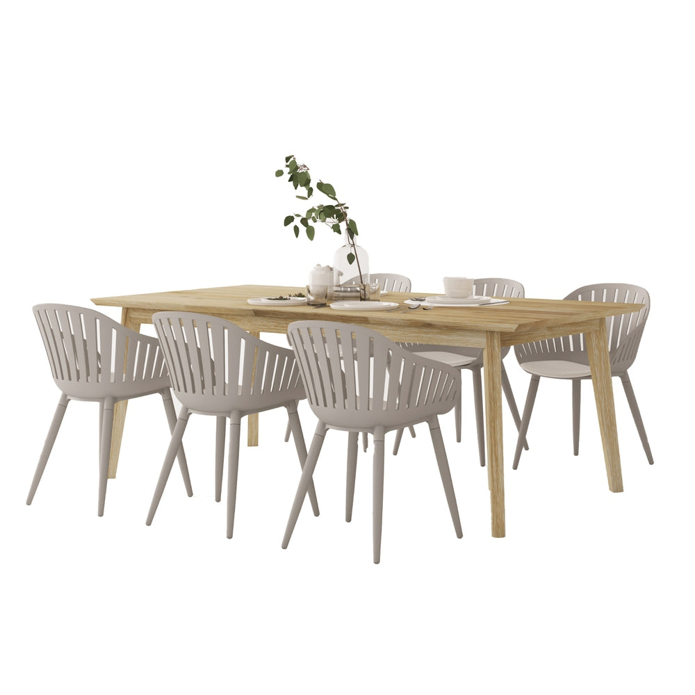 Midtown Concept John 7-Piece Dining Table Set - Beige and Light Grey