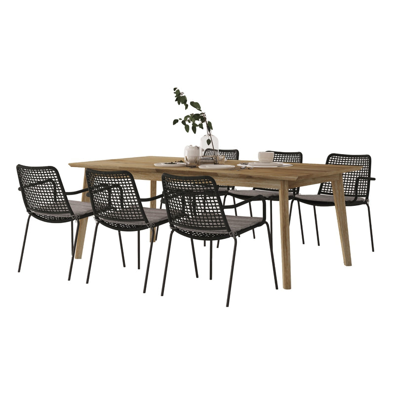 Midtown Concept Candes 7-Piece Dining Table Set - Beige and Dark Grey