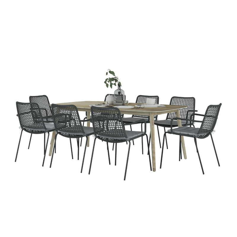 Midtown Concept Candes 9-Piece Dining Table Set - Beige and Dark Grey