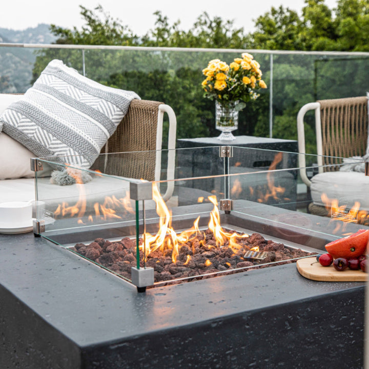 Manhattan Outdoor Dark Grey Fire Pit Table - Select Fuel Type