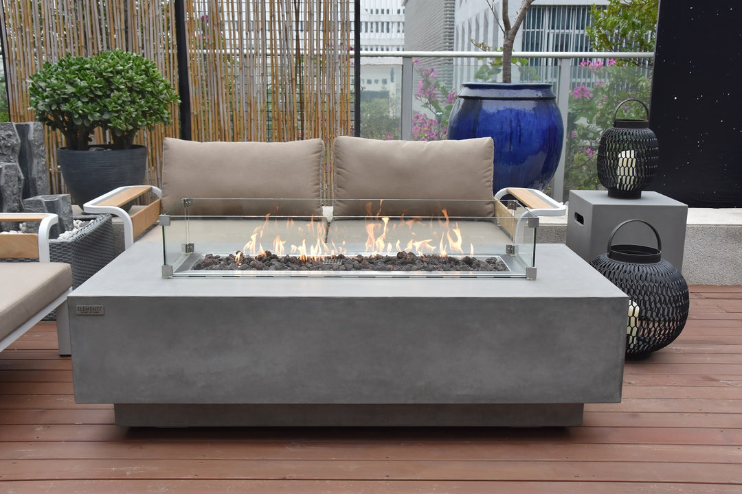 elementi granville outdoor fire pit table  with glass
