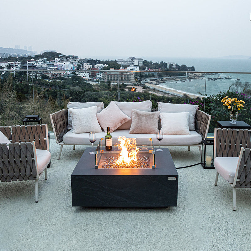 Roraima Outdoor Slate Black Fire Pit Table - Select Fuel Type
