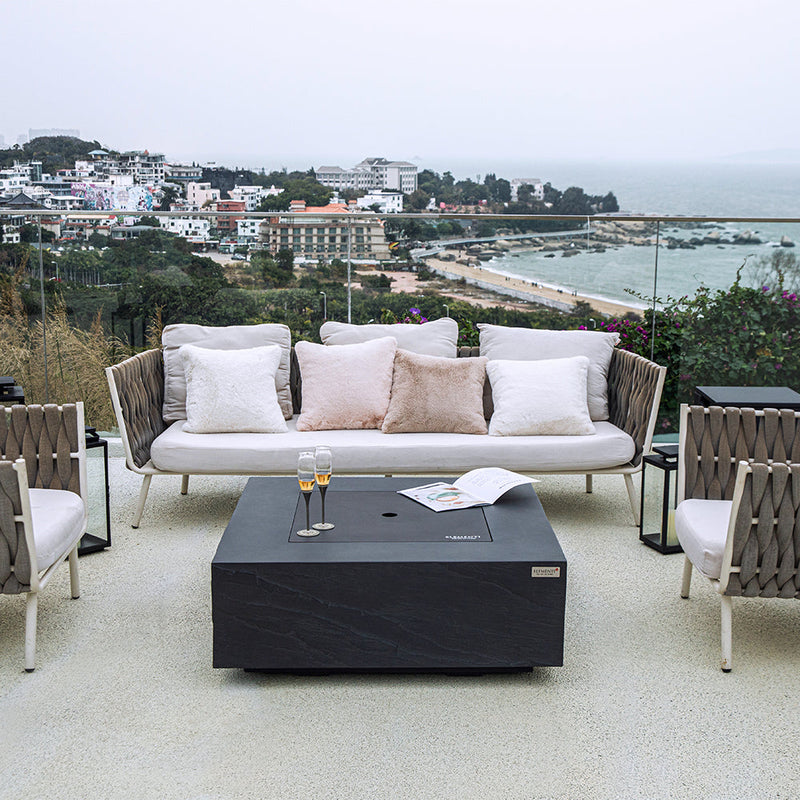 Roraima Outdoor Slate Black Fire Pit Table - Select Fuel Type