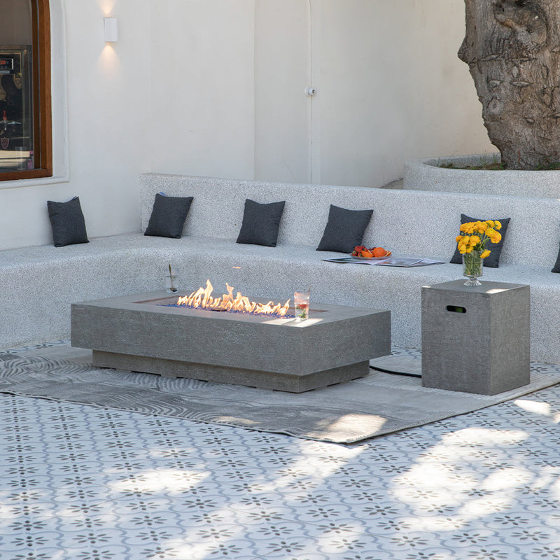 Riviera Outdoor Light Grey Fire Pit Table - Select Fuel Type