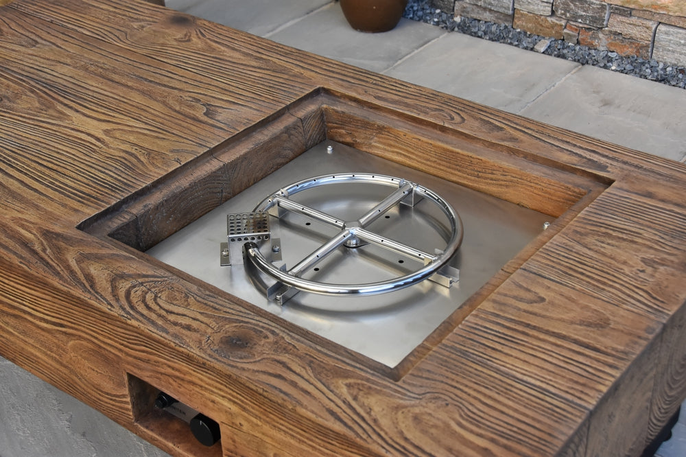 Naples Outdoor Reinforced Concrete Fire Pit Coffee Table - 28 Inch - Select Fuel Type