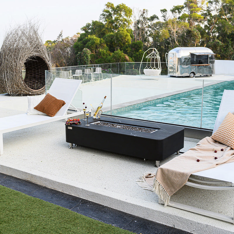 Valencia Outdoor Bulgaria Black Fire Pit Table - Select Fuel Type