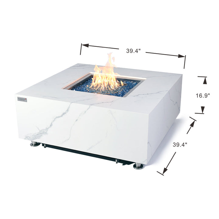 Bianco Outdoor Bianco White Fire Pit Table - Select Fuel Type