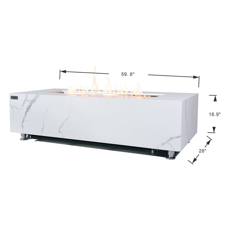 Carrara Outdoor Bianco White Fire Pit Table - Select Fuel Type