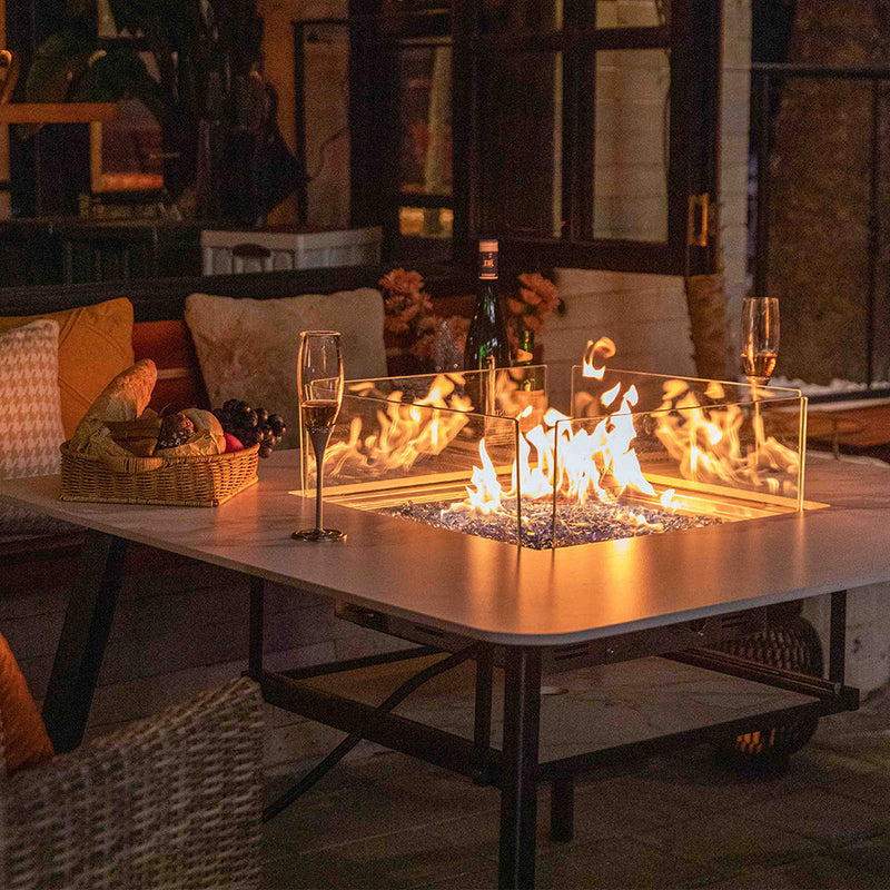 Elementi Plus Helsinki Fire Pit White, 46.5 x 46.5 Inches - Select Fuel Type
