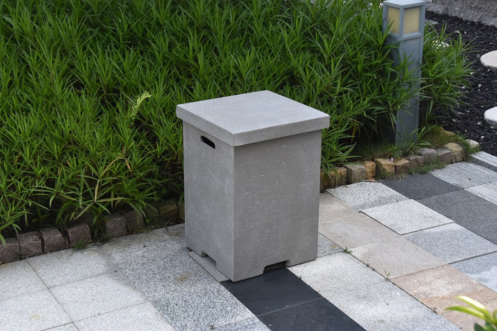 Elementi Outdoor Propane Tank Cover Hideaway Firepit Accessories Side Table - Grey