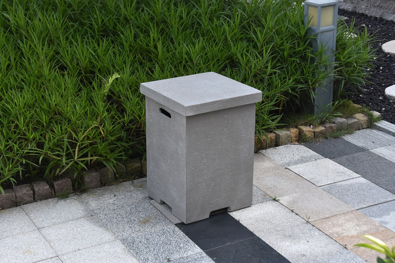 Elementi Outdoor Propane Tank Cover Hideaway Firepit Accessories Side Table - Grey