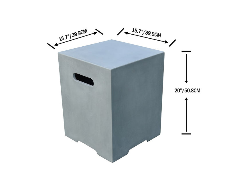 Elementi Concrete Propane Tank Cover Square 20 Inches - Grey