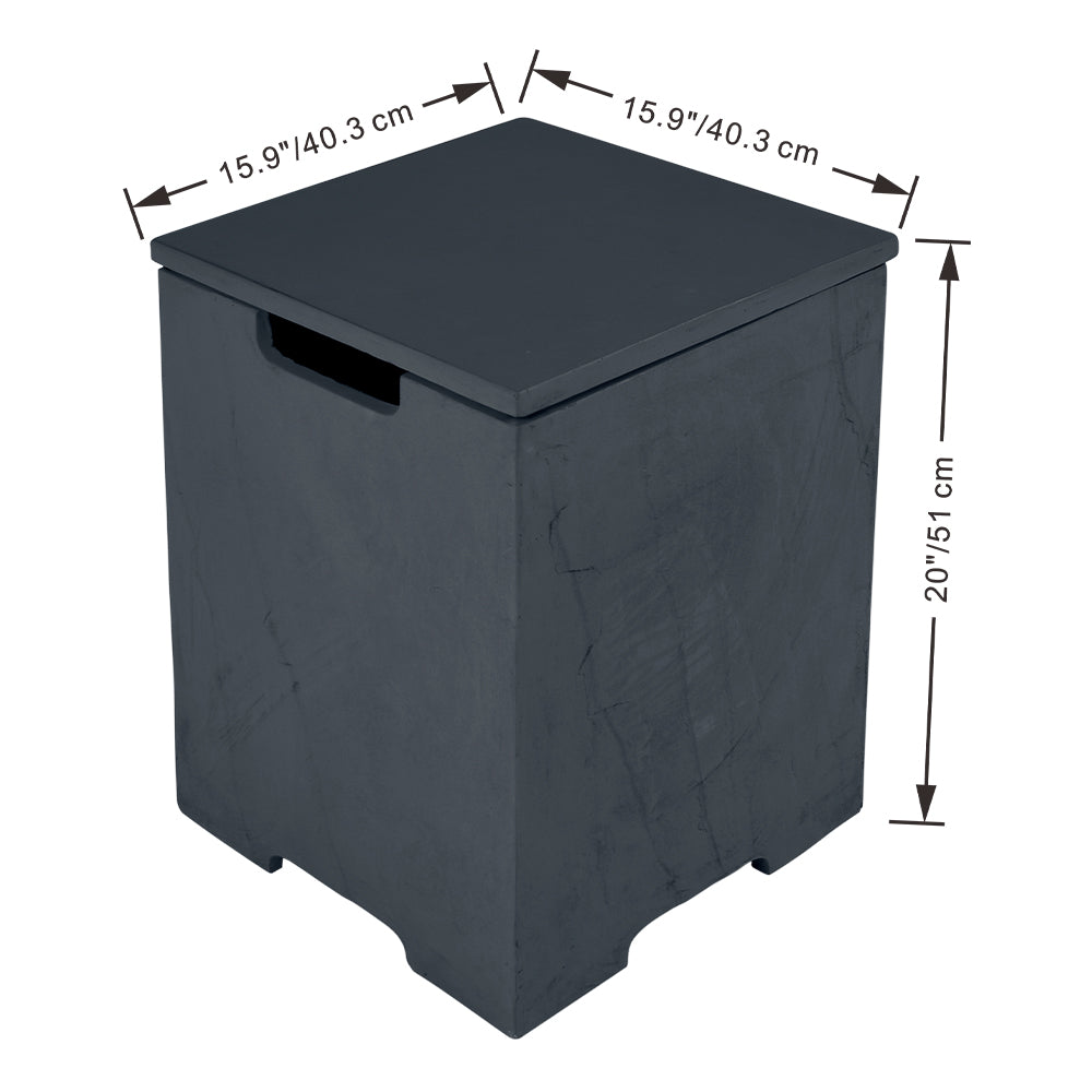 Elementi Plus Square Propane Tank Cover Hideaway Table - Slate Black, 15.9 x 15.9 x 20.5 Inches