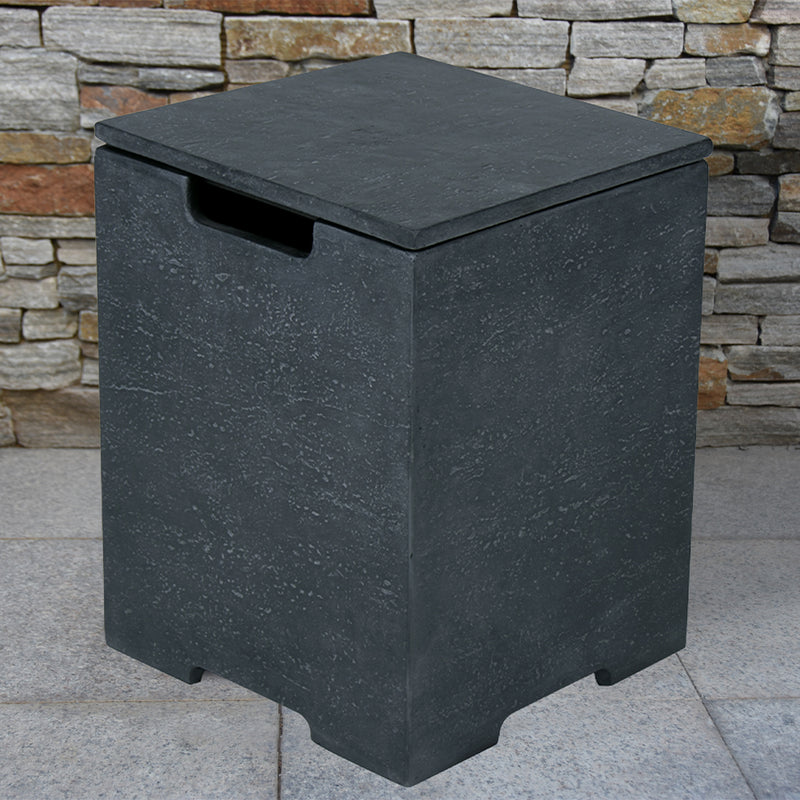 Elementi Plus Square Propane Tank Cover Hideaway Table - Slate Black, 15.9 x 15.9 x 20.5 Inches