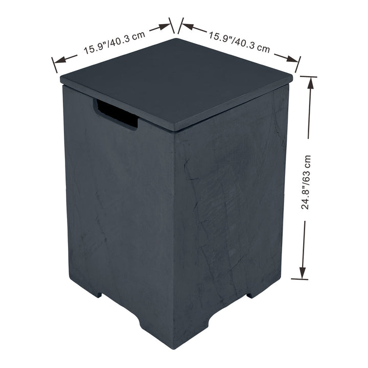 Elementi Plus Square Propane Tank Cover Hideaway Table - Slate Black, 15.9 x 15.9 x 24.9 Inches