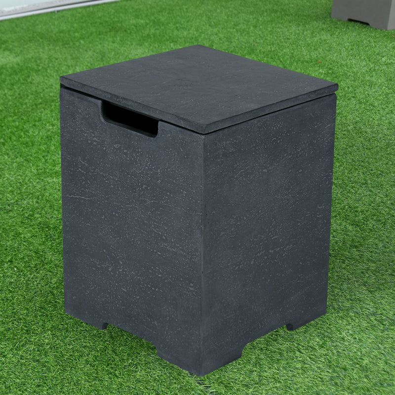 Elementi Plus Square Propane Tank Cover Hideaway Table - Dark Grey, 15.7 x 15.7 x 20.5 Inches