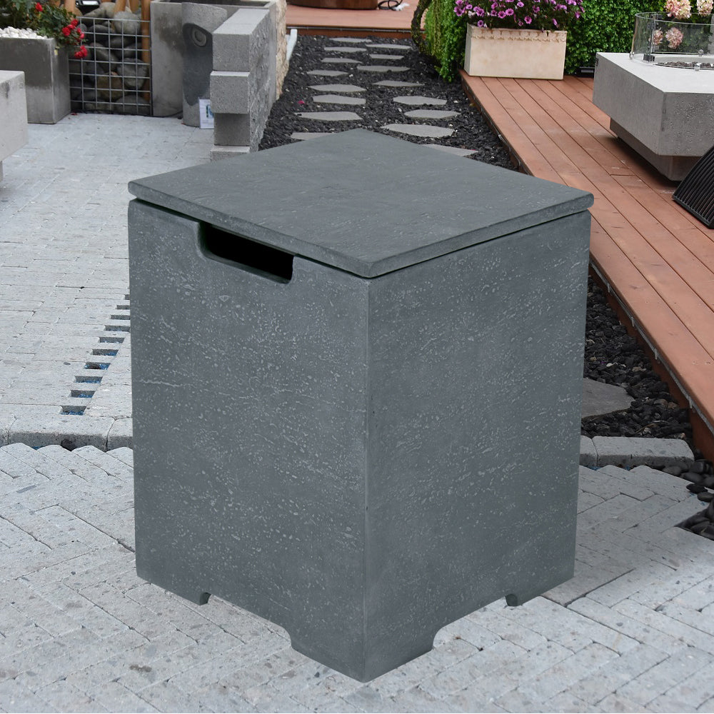 Elementi Plus Square Propane Tank Cover Hideaway Table - Dark Grey, 15.7 x 15.7 x 20.5 Inches