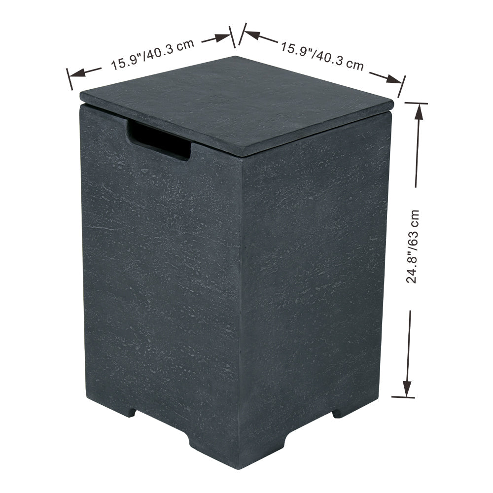 Elementi Plus Square Propane Tank Cover Hideaway Table - Dark Grey, 15.7 x 15.7 x 24.8 Inches