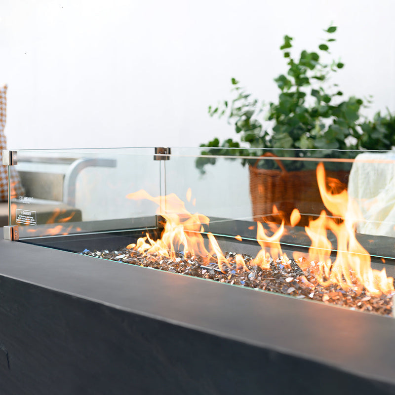 Elementi Plus Rectangular Tempered Glass Wind Screen for Outdoor Fire Pit - 40.4 x 15.2 x 7 inches