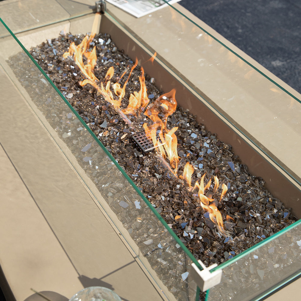 Elementi Plus Rectangular Tempered Glass Wind Screen for Outdoor Fire Pit - 40.4 x 15.2 x 7 inches