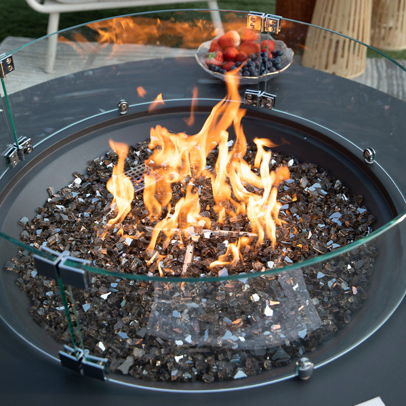 Elementi Plus Round Tempered Glass Wind Screen for Outdoor Fire Pit - 25.4 x 25.4 x 7.1 inches