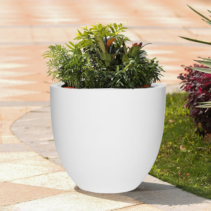 Jesslyn Round Planter Pot Indoor Outdoor Fiberstone Planter Box