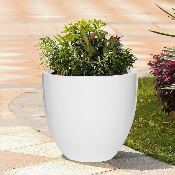 Jesslyn Round Planter Pot Indoor Outdoor Fiberstone Planter Box