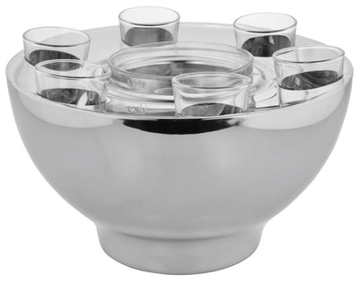 Shiny Vodka Bowl With Shot Glasses