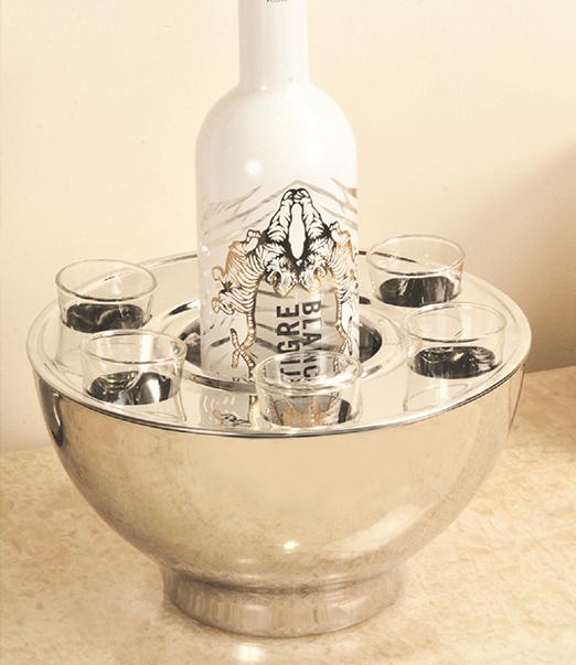 6 Pc Vodka Bowl With Shot Glasses