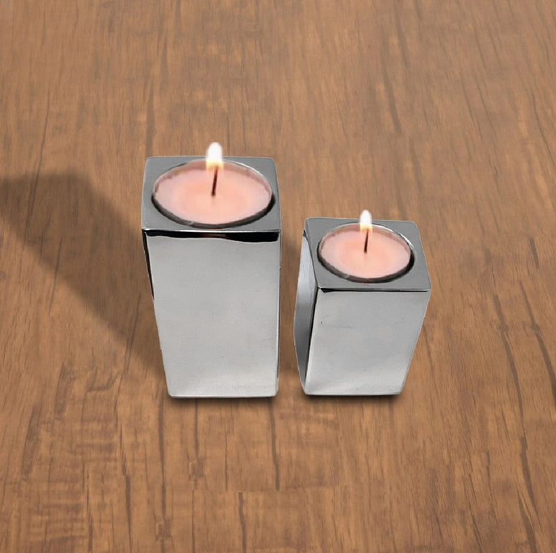 Square Candle Holders - Plain & Shiny
