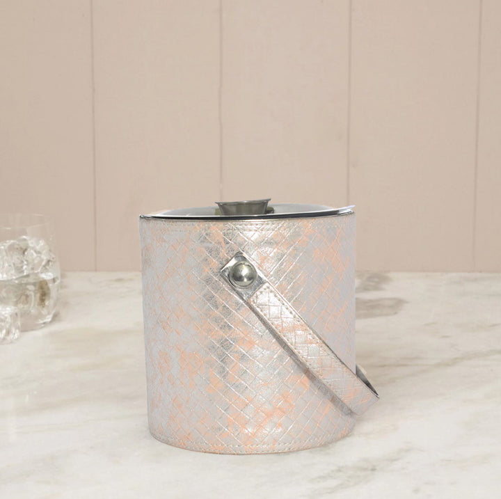 Ice Bucket & Tong - Pink Leather