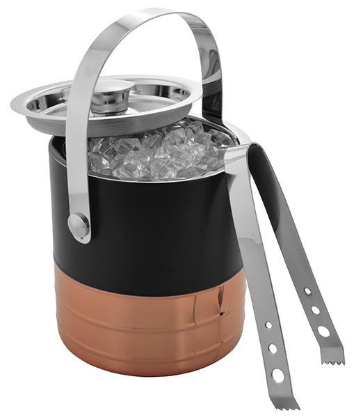 Half Copper Ribbed & Half Black Matt Ice Bucket